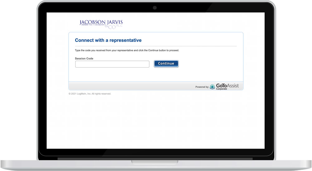 Laptop screen with the GoTo Assist window open
